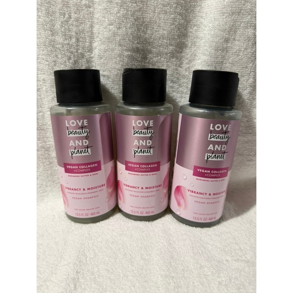 3- Love Beauty and Planet Vegan Collagen Shampoo Murumuru Butter Rose 13.5oz